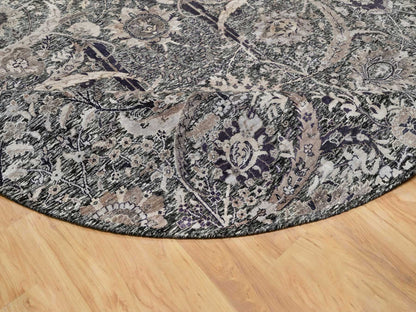 Transitional hand-knotted wool/silk rug in Black, 9'6" x 9'6", SKU O090958