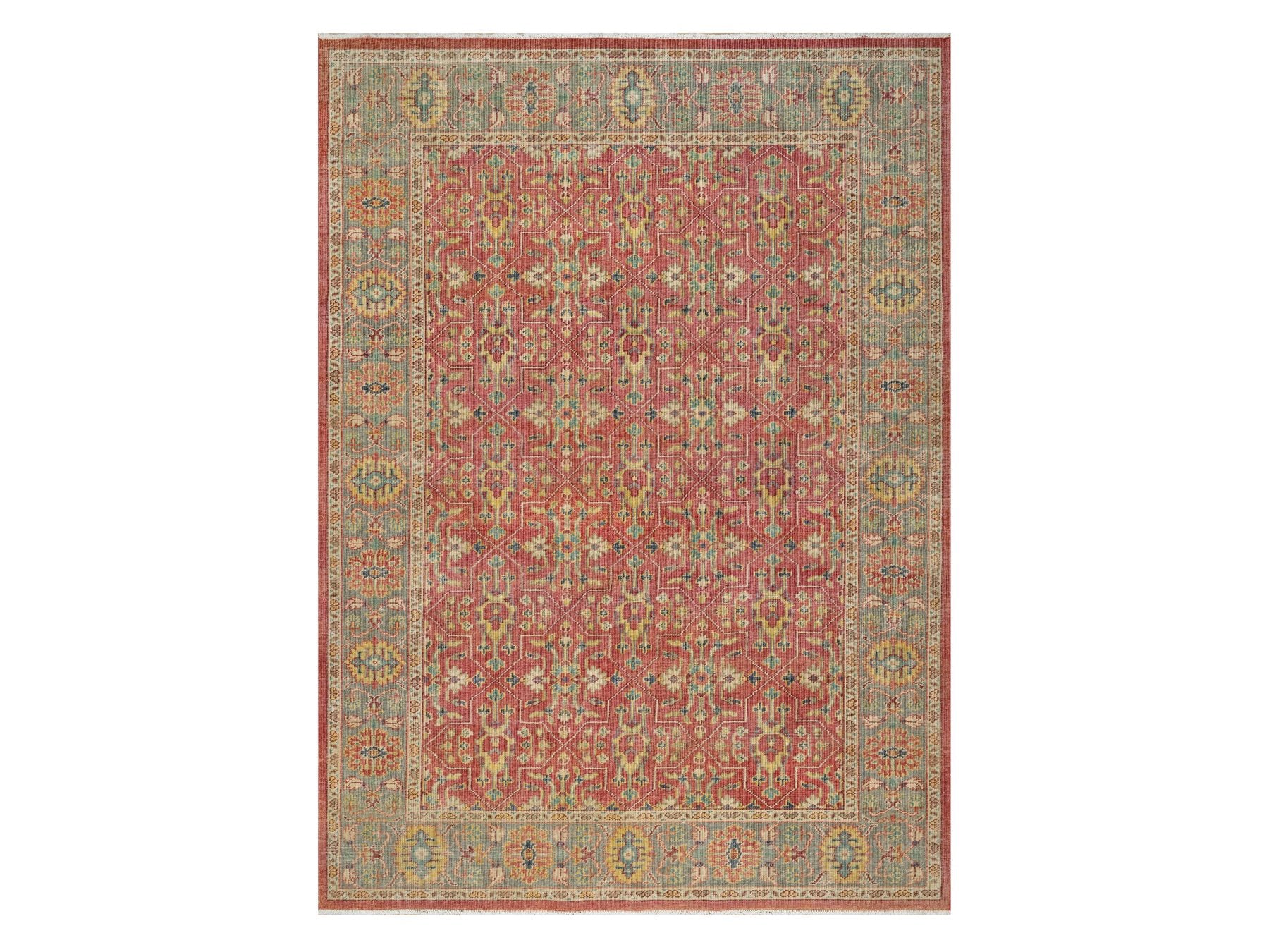 Oushak hand-knotted wool rug in Red, 9'11" x 13'9", SKU O090960