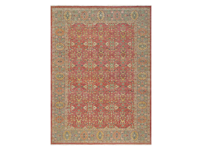 Red 9'11" x 13'9" Oushak / Peshawar Hand knotted Wool Rug - Sku: O090960