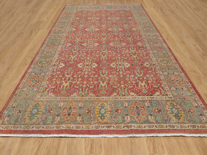 Red 9'11" x 13'9" Oushak / Peshawar Hand knotted Wool Rug - Sku: O090960