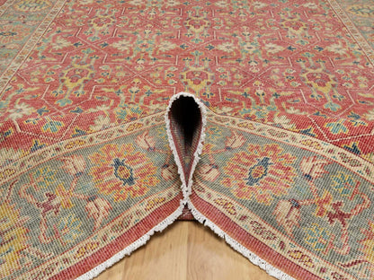 Red 9'11" x 13'9" Oushak / Peshawar Hand knotted Wool Rug - Sku: O090960