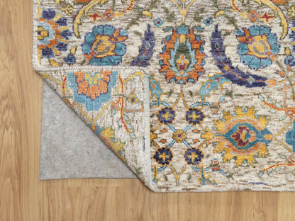 Ivory 2'7" x 20'2" Transitional Hand knotted Wool/Silk Rug - Sku: O090962