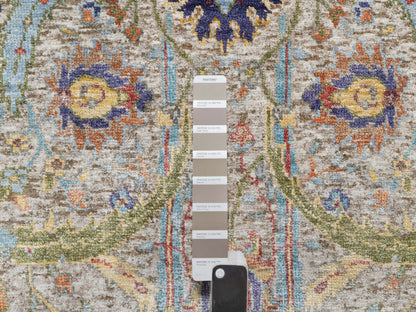 Ivory 2'7" x 20'2" Transitional Hand knotted Wool/Silk Rug - Sku: O090962