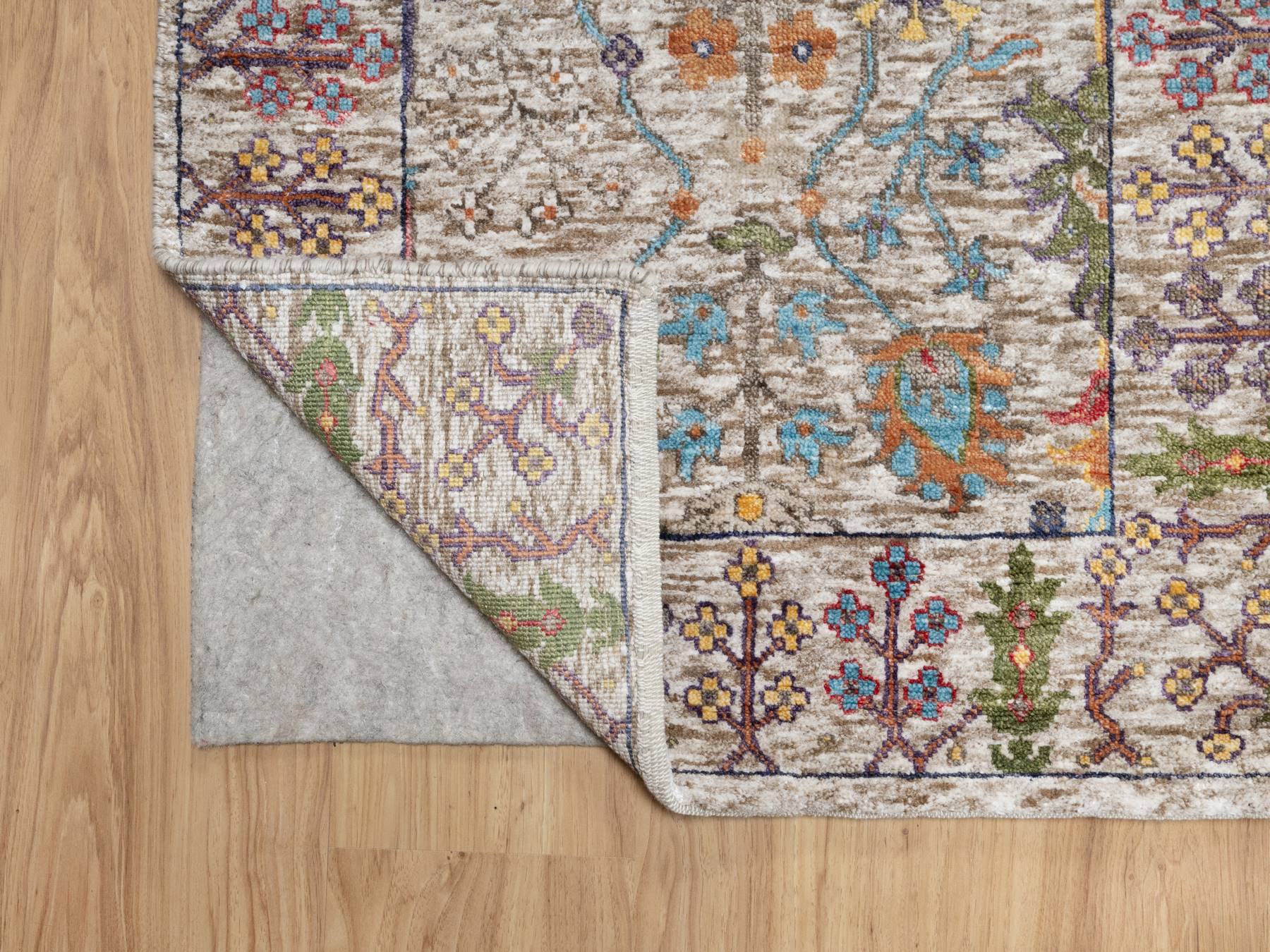 Transitional hand-knotted wool/silk runner in Beige, 2'6" x 23'10", SKU O090963