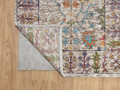 Transitional hand-knotted wool/silk runner in Beige, 2'6" x 23'10", SKU O090963