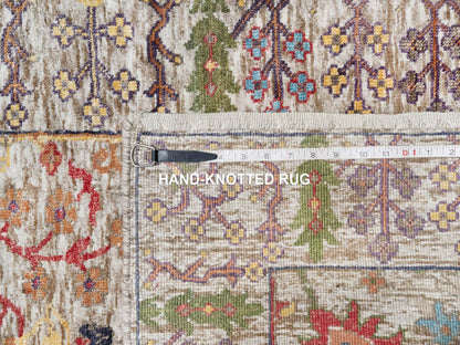 Transitional hand-knotted wool/silk runner in Beige, 2'6" x 23'10", SKU O090963
