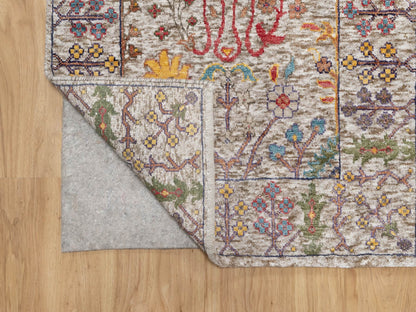 Transitional hand-knotted wool/silk runner in Beige, 2'7" x 22'0", SKU O090964
