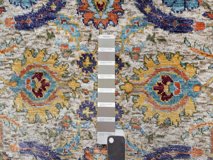 Ivory 2'6" x 27'7" Transitional Hand knotted Wool/Silk Rug - Sku: O090965