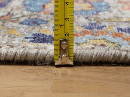 Ivory 2'6" x 27'7" Transitional Hand knotted Wool/Silk Rug - Sku: O090965