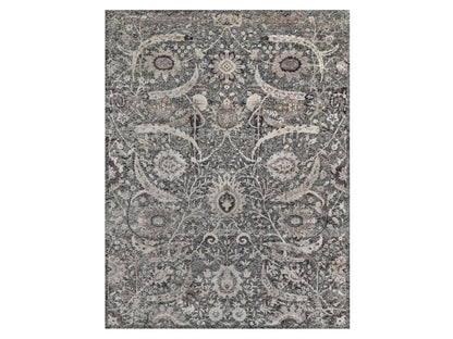 Transitional hand-knotted wool/silk rug in Brown, 11'8" x 14'11", SKU O090966