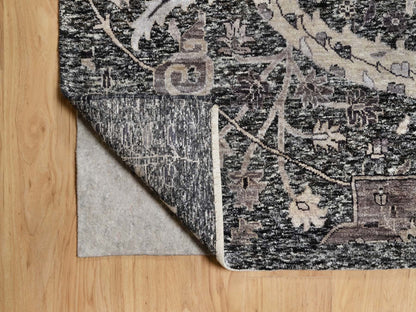 Transitional hand-knotted wool/silk rug in Brown, 11'8" x 14'11", SKU O090966
