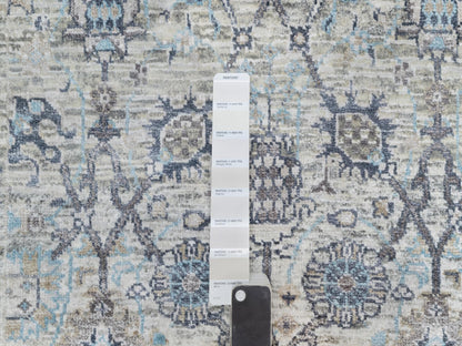 Ivory 2'7" x 27'7" Transitional Hand knotted Wool/Silk Rug - Sku: O090968