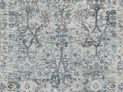 Ivory 2'7" x 27'7" Transitional Hand knotted Wool/Silk Rug - Sku: O090968