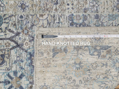 Ivory 2'7" x 27'7" Transitional Hand knotted Wool/Silk Rug - Sku: O090968