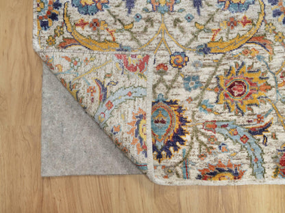 Ivory 2'7" x 22'1" Transitional Hand knotted Wool/Silk Rug - Sku: O090971