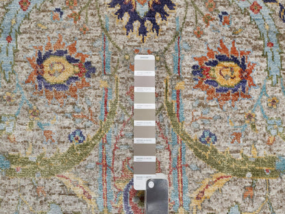 Ivory 2'7" x 22'1" Transitional Hand knotted Wool/Silk Rug - Sku: O090971