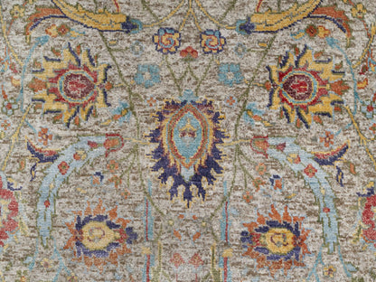 Ivory 2'7" x 22'1" Transitional Hand knotted Wool/Silk Rug - Sku: O090971