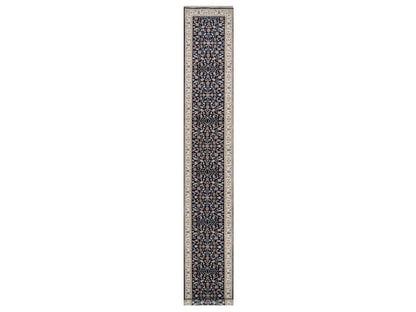 Nain Traditional hand-knotted wool/silk runner in Blue, 2'8" x 18'0", SKU O090976