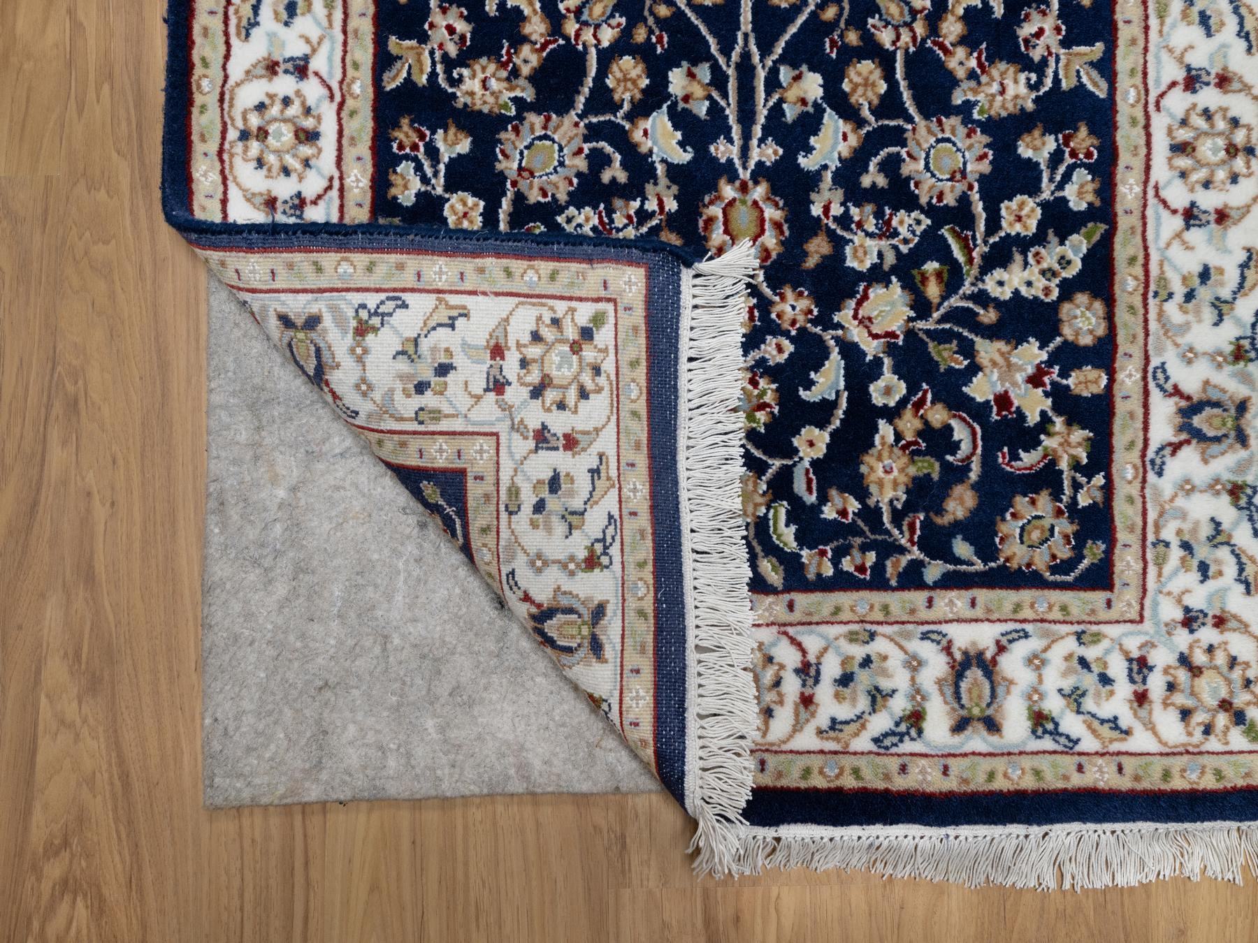 Nain Traditional hand-knotted wool/silk runner in Blue, 2'8" x 18'0", SKU O090976
