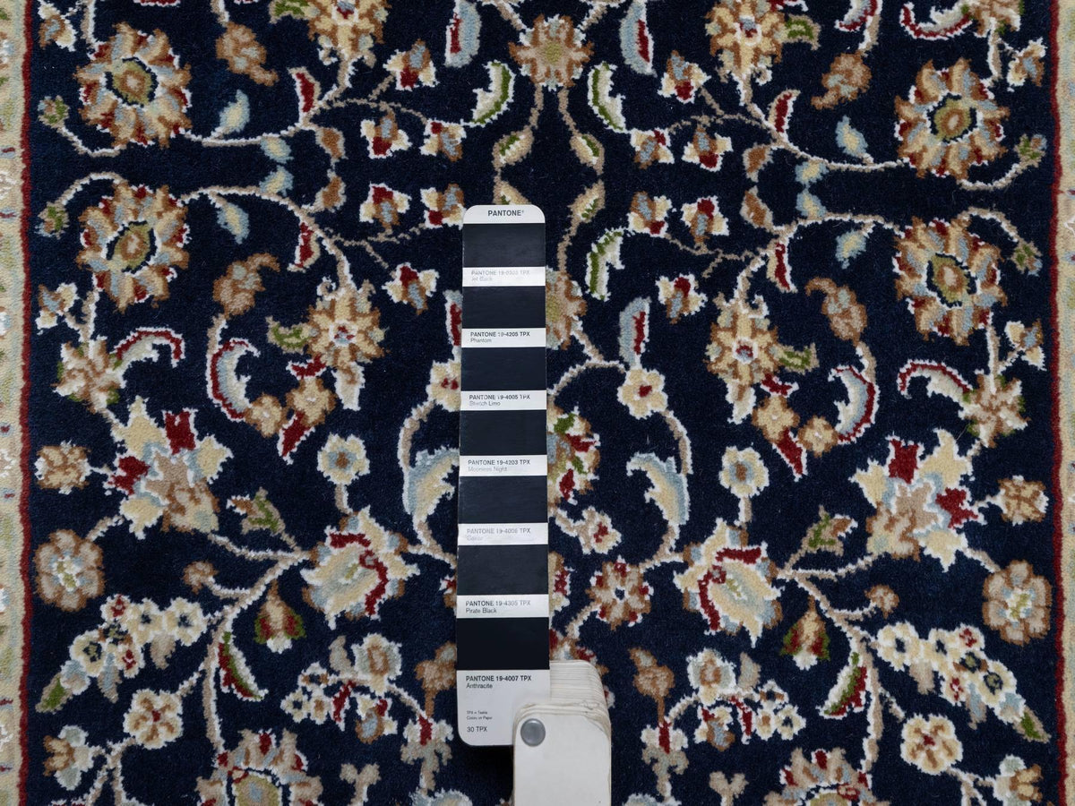 Nain Traditional hand-knotted wool/silk runner in Blue, 2'8" x 18'0", SKU O090976