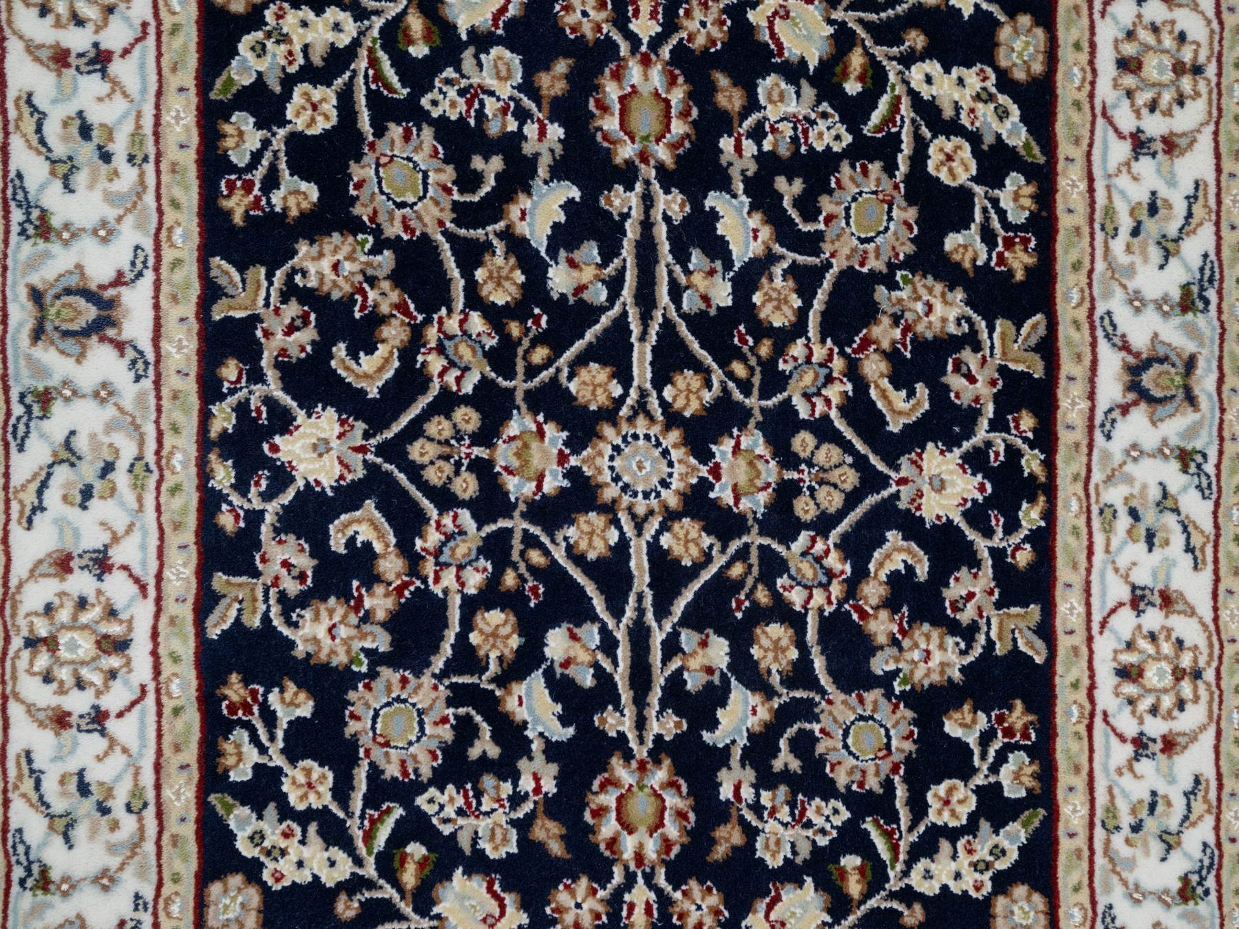 Nain Traditional hand-knotted wool/silk runner in Blue, 2'8" x 18'0", SKU O090976