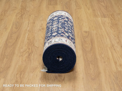 Nain Traditional hand-knotted wool/silk runner in Blue, 2'8" x 18'0", SKU O090976