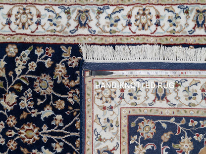 Nain Traditional hand-knotted wool/silk runner in Blue, 2'8" x 18'0", SKU O090976