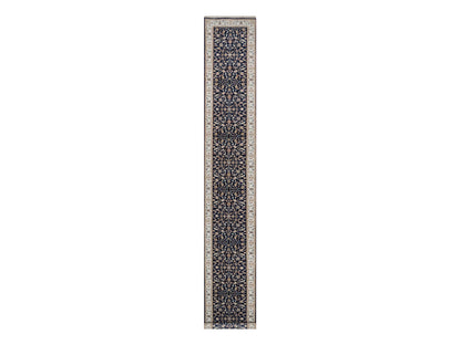 Nain Traditional hand-knotted wool/silk runner in Blue, 2'8" x 18'1", SKU O090979