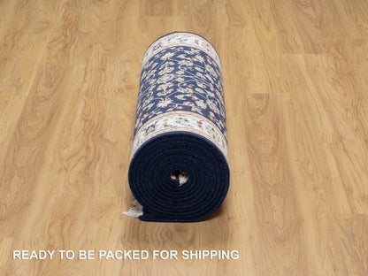 Nain Traditional hand-knotted wool/silk runner in Blue, 2'8" x 18'1", SKU O090979