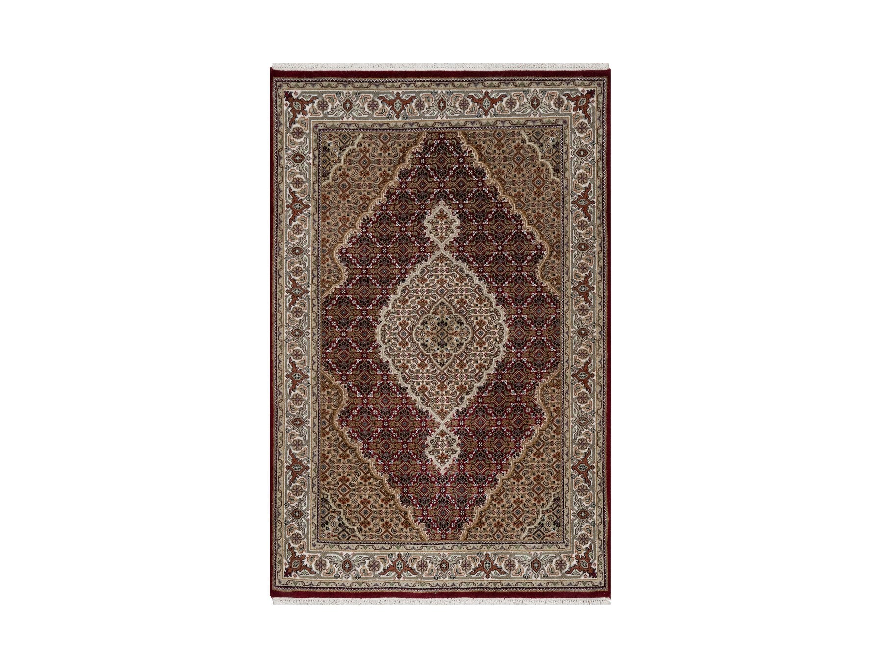 Tabriz Traditional hand-knotted wool rug in Red, 4'0" x 6'2", SKU O090983