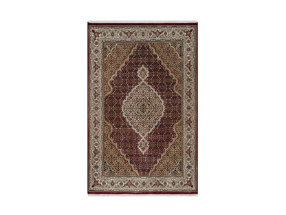 Red 4'0" x 6'2" Traditional Hand knotted Wool Rug - Sku: O090983