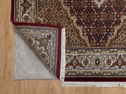 Red 4'0" x 6'2" Traditional Hand knotted Wool Rug - Sku: O090983