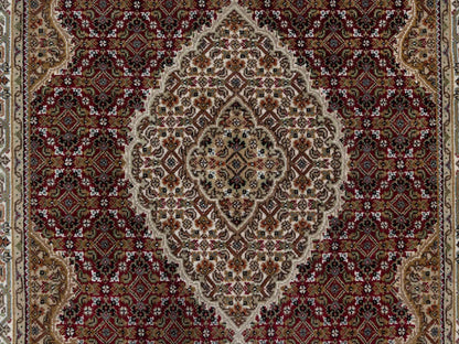 Red 4'0" x 6'2" Traditional Hand knotted Wool Rug - Sku: O090983