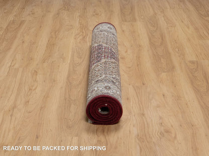 Red 4'0" x 6'2" Traditional Hand knotted Wool Rug - Sku: O090983