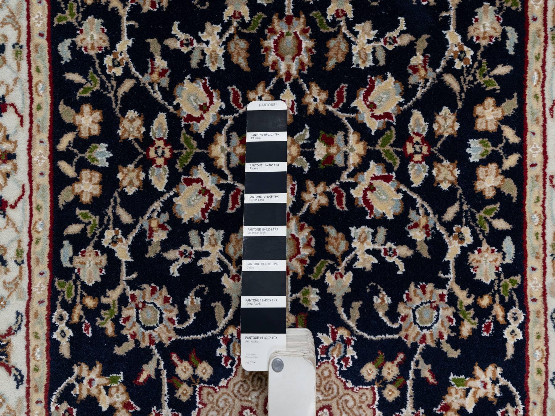 Nain Traditional hand-knotted wool/silk runner in Blue, 2'6" x 10'0", SKU O090989