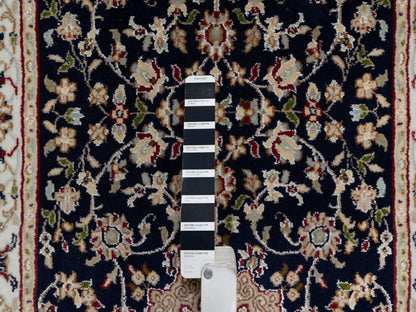 Nain Traditional hand-knotted wool/silk runner in Blue, 2'6" x 10'0", SKU O090989