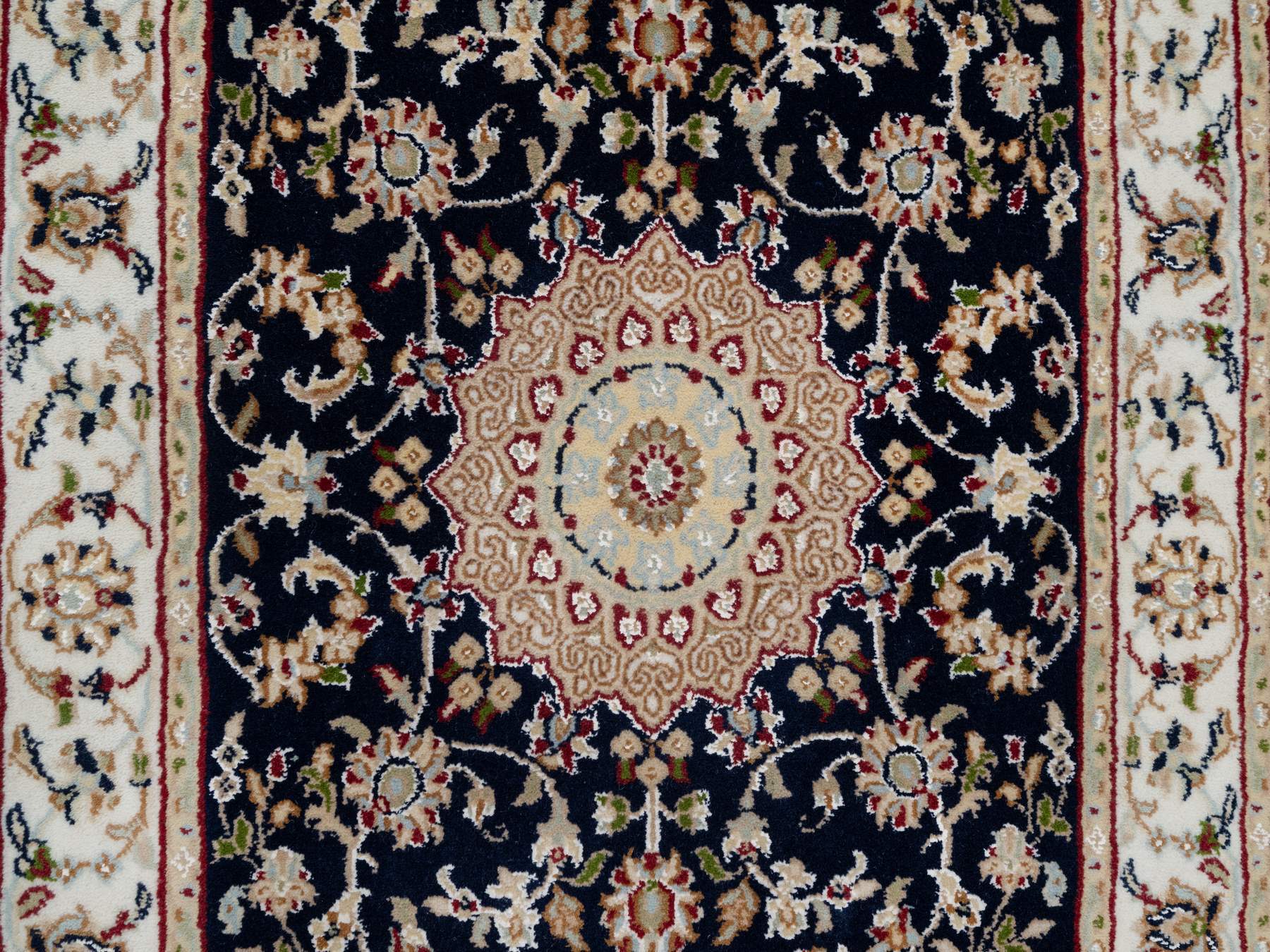 Nain Traditional hand-knotted wool/silk runner in Blue, 2'6" x 10'0", SKU O090989