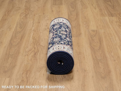 Nain Traditional hand-knotted wool/silk runner in Blue, 2'6" x 10'0", SKU O090989