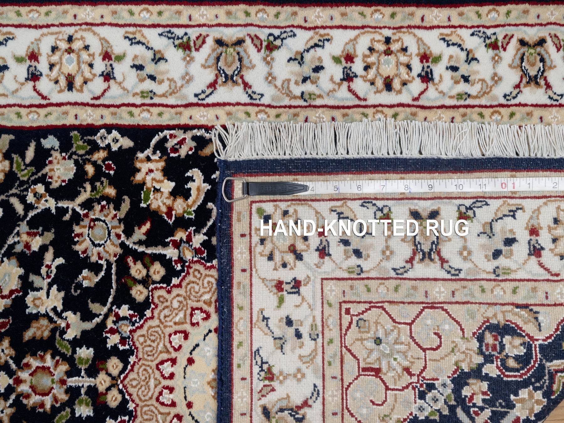 Nain Traditional hand-knotted wool/silk runner in Blue, 2'6" x 10'0", SKU O090989