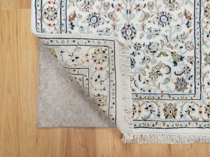 Nain Traditional hand-knotted wool/silk runner in Ivory, 2'8" x 12'2", SKU O090991