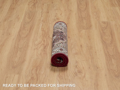 Red 2'0" x 3'0" Traditional Hand knotted Wool Rug - Sku: O090994