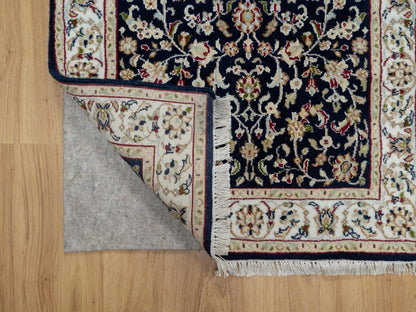 Nain Traditional hand-knotted wool/silk runner in Blue, 2'7" x 8'1", SKU O091008