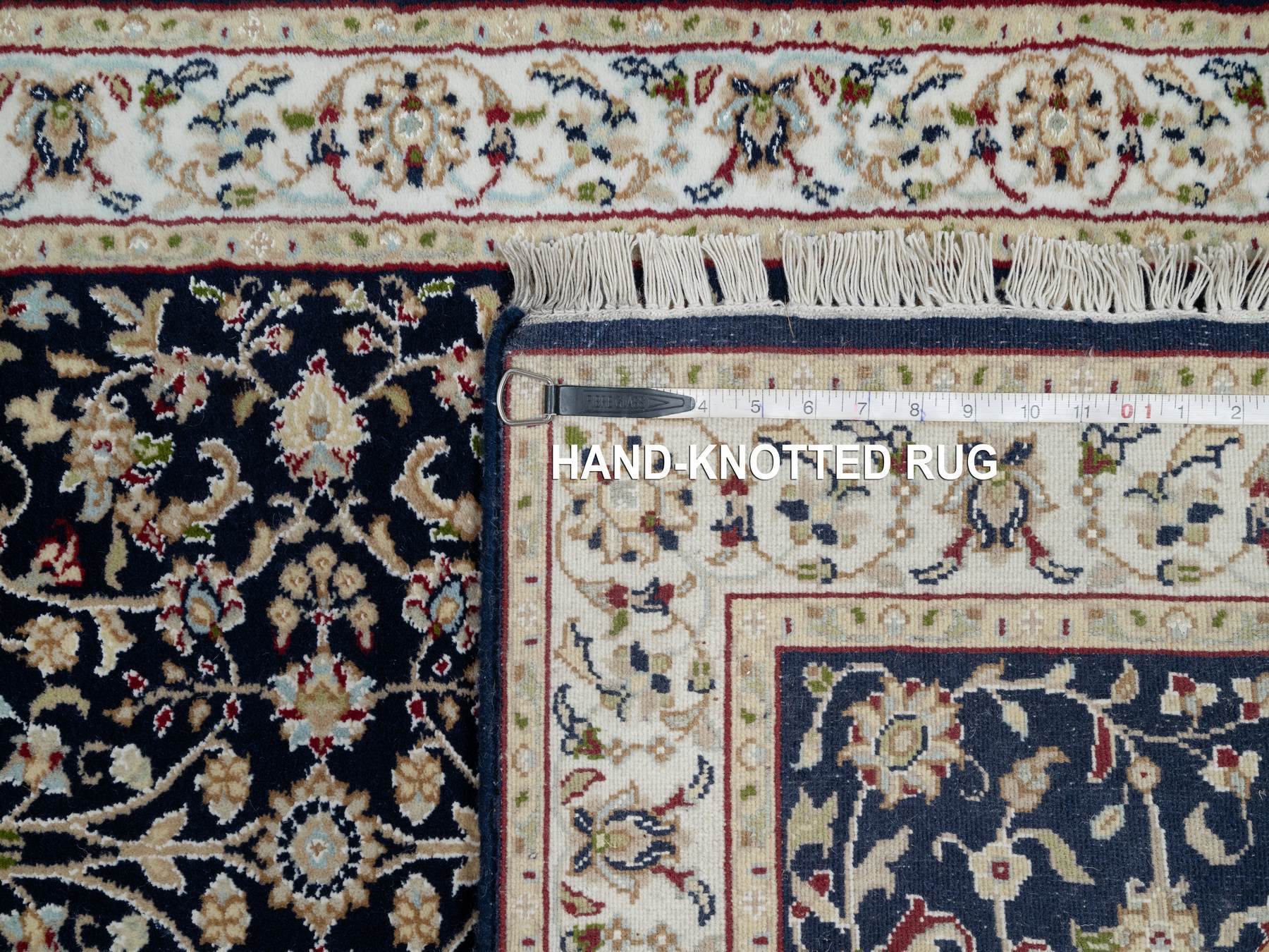 Nain Traditional hand-knotted wool/silk runner in Blue, 2'7" x 8'1", SKU O091008