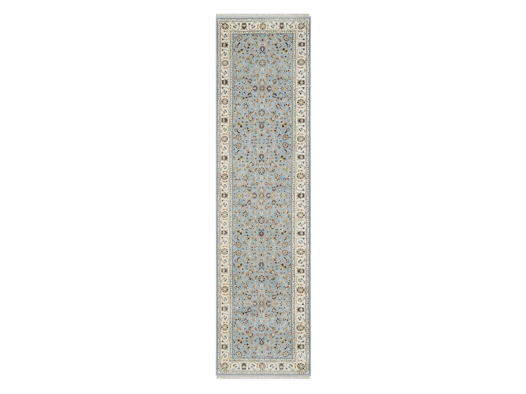 Nain Traditional hand-knotted wool/silk runner in Blue, 2'8" x 10'3", SKU O091010