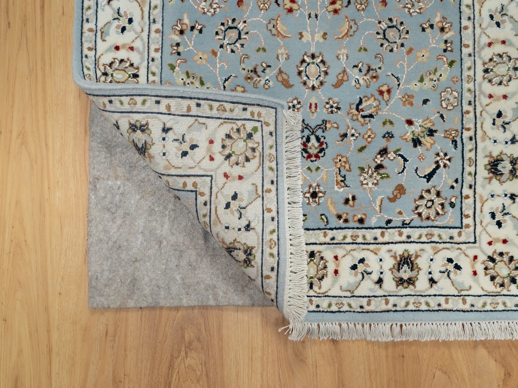 Nain Traditional hand-knotted wool/silk runner in Blue, 2'8" x 10'3", SKU O091010