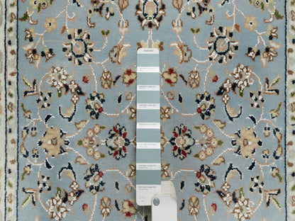 Nain Traditional hand-knotted wool/silk runner in Blue, 2'8" x 10'3", SKU O091010