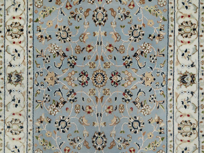 Nain Traditional hand-knotted wool/silk runner in Blue, 2'8" x 10'3", SKU O091010