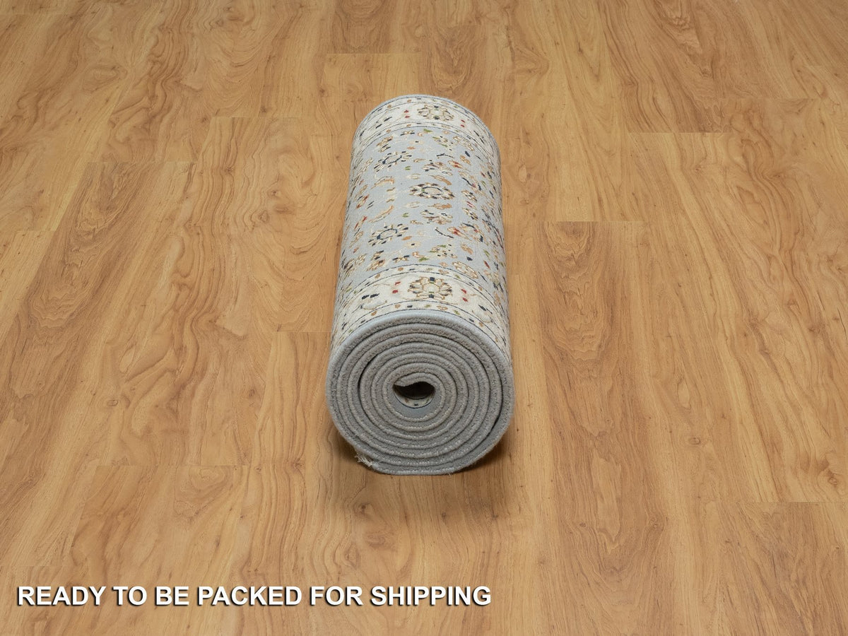 Nain Traditional hand-knotted wool/silk runner in Blue, 2'8" x 10'3", SKU O091010