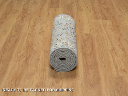 Nain Traditional hand-knotted wool/silk runner in Blue, 2'8" x 10'3", SKU O091010
