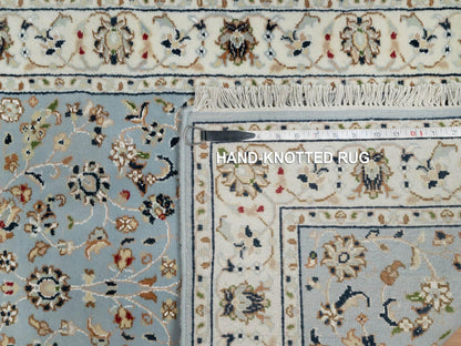 Nain Traditional hand-knotted wool/silk runner in Blue, 2'8" x 10'3", SKU O091010